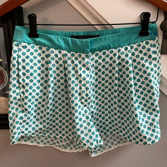 Zara Basic Aqua Dot Tailored Running Short sz XS EUC - Picture 1 of 5
